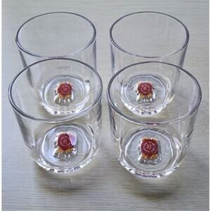 GLASSES-Old Fashion/Rocks-Jim Beam Collector-Clear-Emblem on Bottom-Set of 4